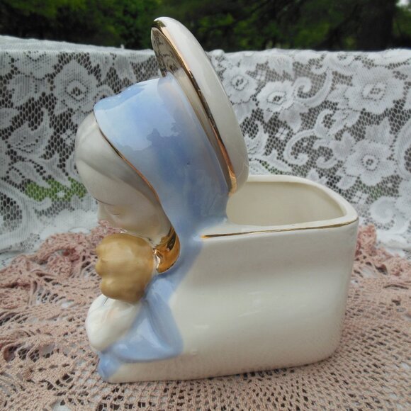planter ceramic Madonna Mother Mary and Baby Jesus Made in Japan circa 1950s-60s - Picture 5 of 12
